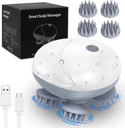 Electric Scalp Massager with Red Light & Infrared Therapy | مدلك فروة الرأس الكهربائي بالضوء الأحمر والأشعة تحت الحمراء | 3-Speed Hair & Head Massager | مدلك للرأس والشعر بـ 3 سرعات